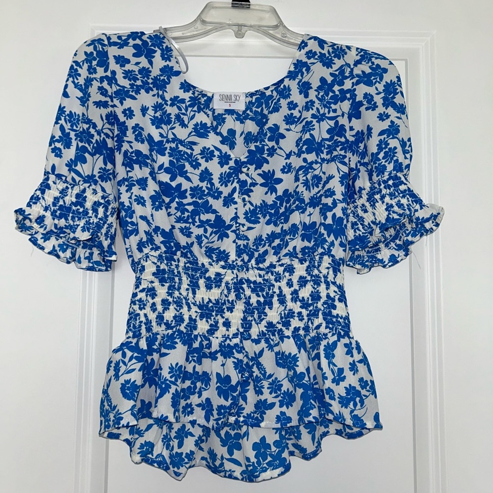 Sienna Sky Blue Floral Blouse